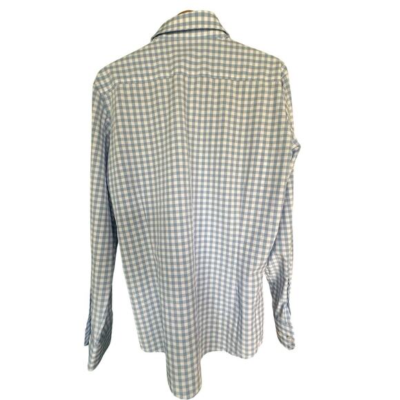Mizzen Main Shirt Men L Blue Button Gingham Check Performance Trim Long Sleeve - Picture 2 of 8